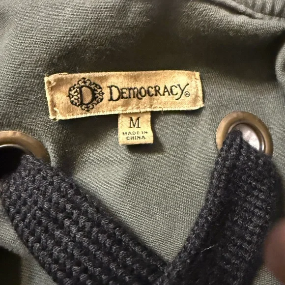 Democracy Women's Olive Green utility Jacket with Lace-Up Back-medium - Picture 3 of 12